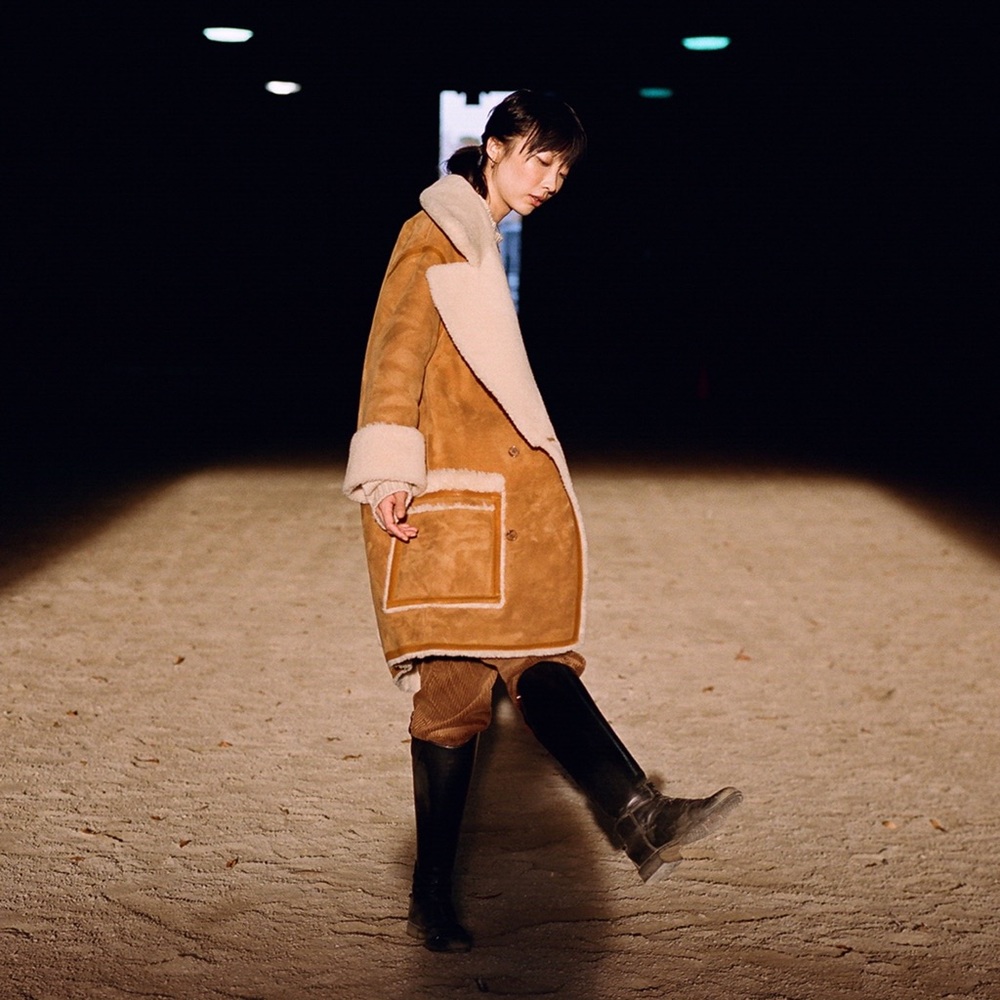 Arjé Ammo reversible shearling coat camel sz M